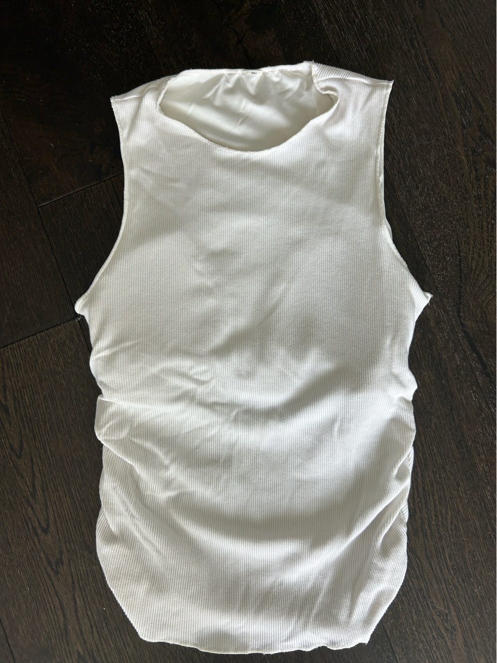ALO Yoga White Ribbed High Neck Tank